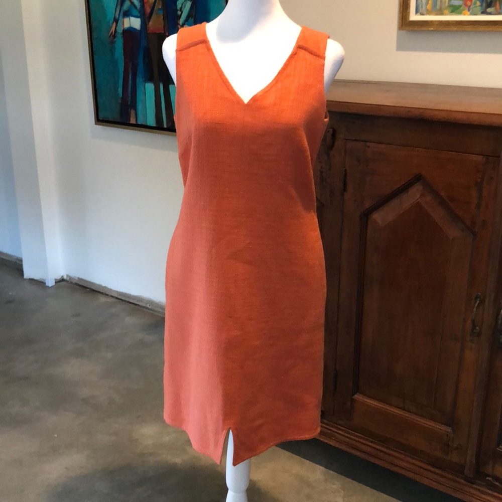 Talbots Petites Orange Tweed Sleeveless Shift Dress - Size 6p